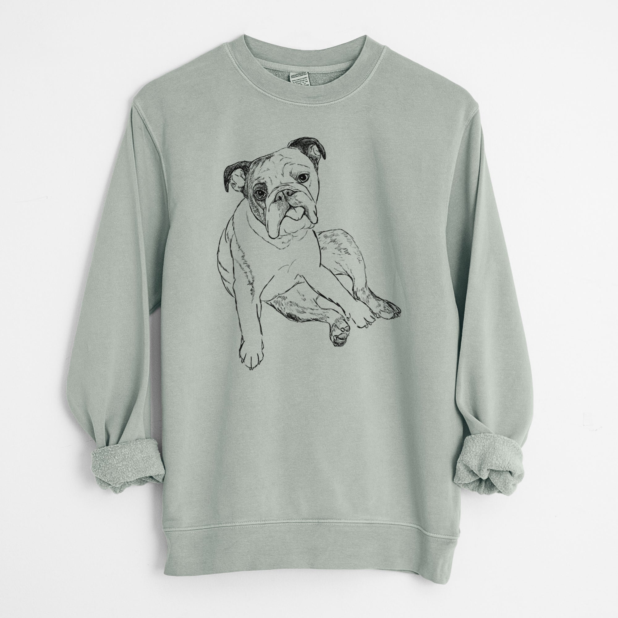 Doodled Gemma the English Bulldog - Unisex Pigment Dyed Crew Sweatshirt