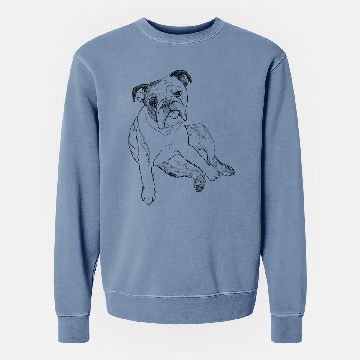 Doodled Gemma the English Bulldog - Unisex Pigment Dyed Crew Sweatshirt