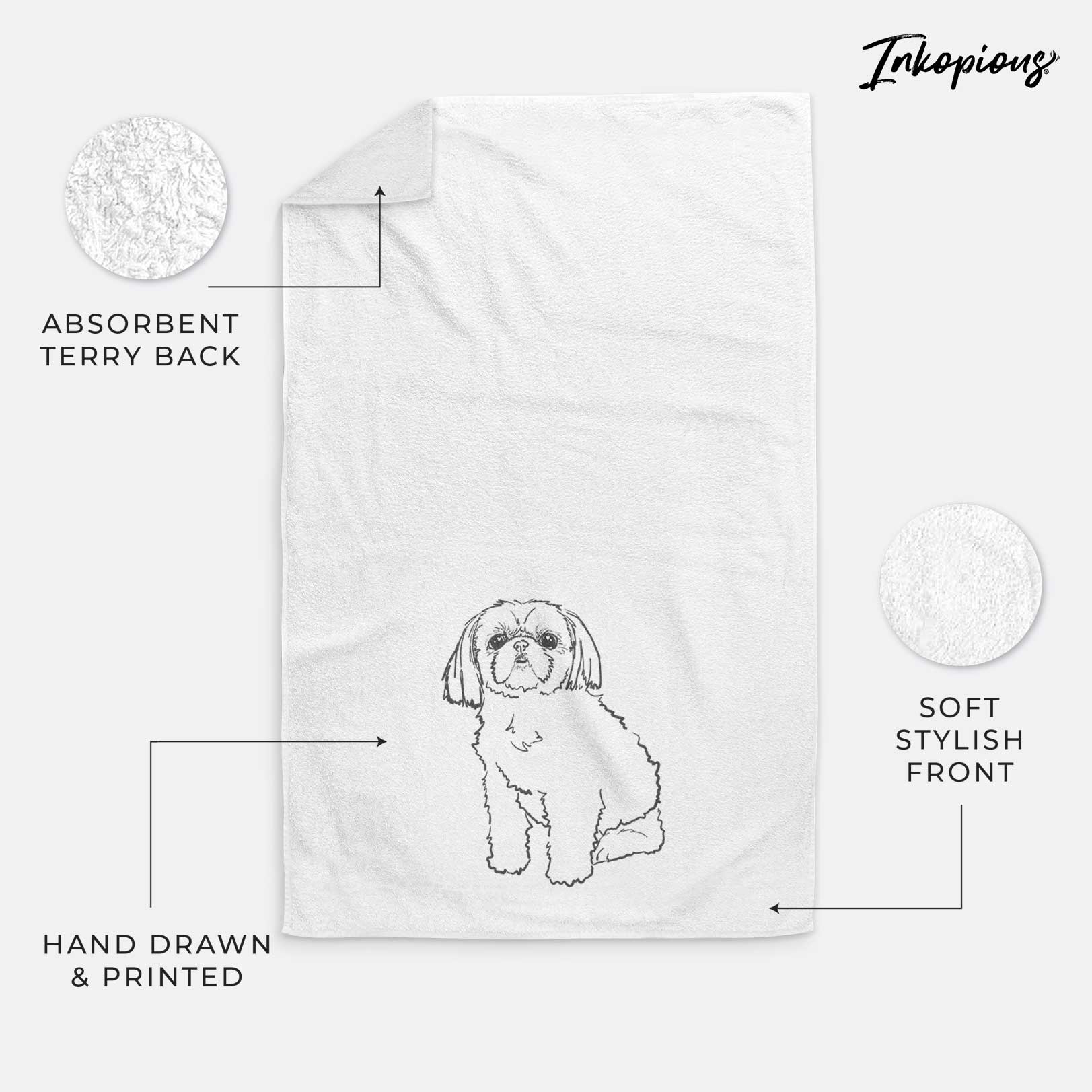 Doodled Georgia the Shih Tzu Decorative Hand Towel