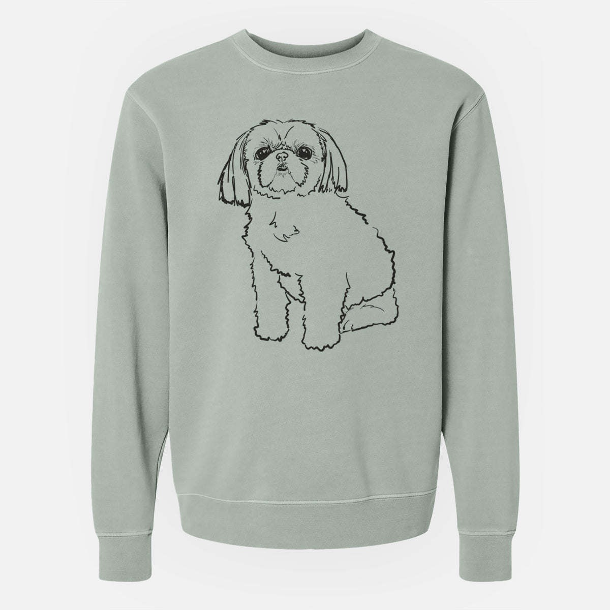 Doodled Georgia the Shih Tzu - Unisex Pigment Dyed Crew Sweatshirt