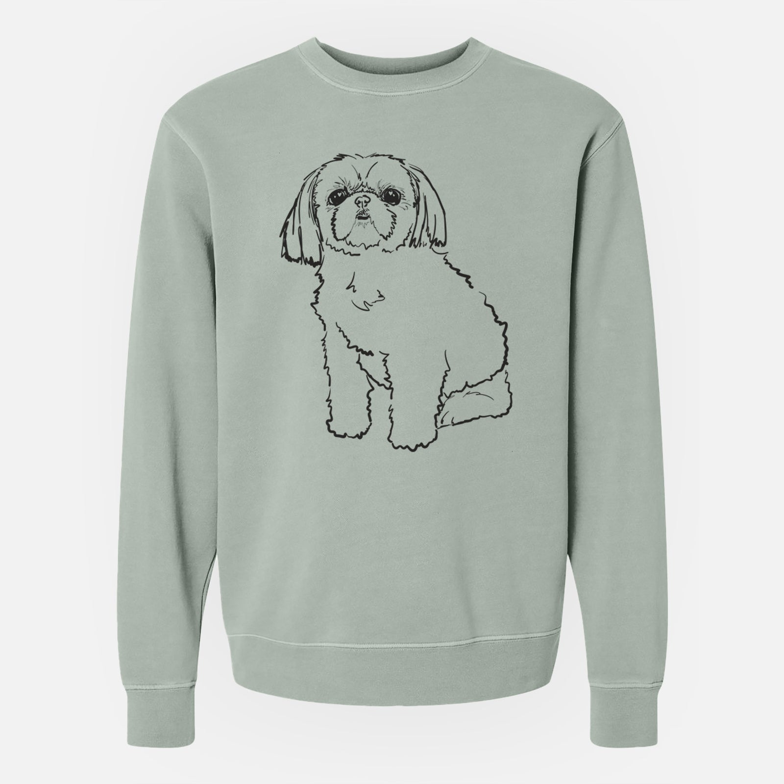 Doodled Georgia the Shih Tzu - Unisex Pigment Dyed Crew Sweatshirt