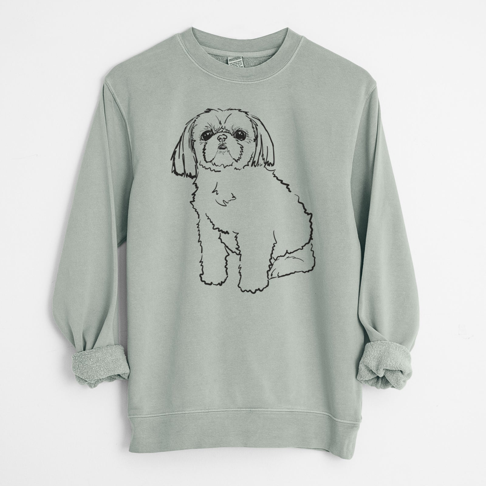 Doodled Georgia the Shih Tzu - Unisex Pigment Dyed Crew Sweatshirt