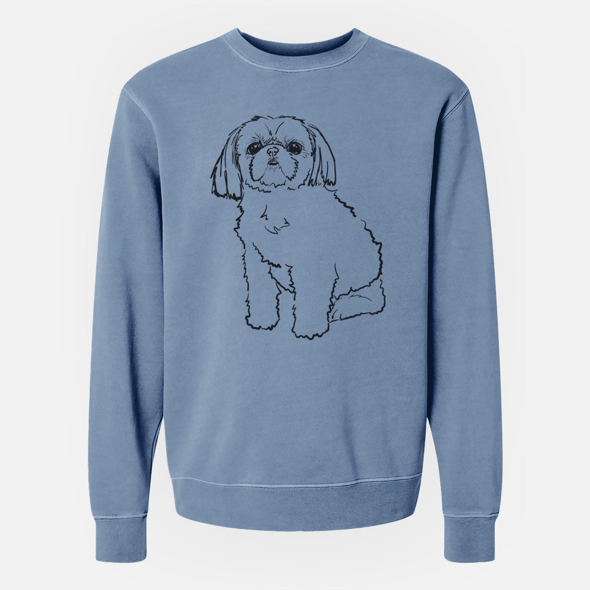 Doodled Georgia the Shih Tzu - Unisex Pigment Dyed Crew Sweatshirt