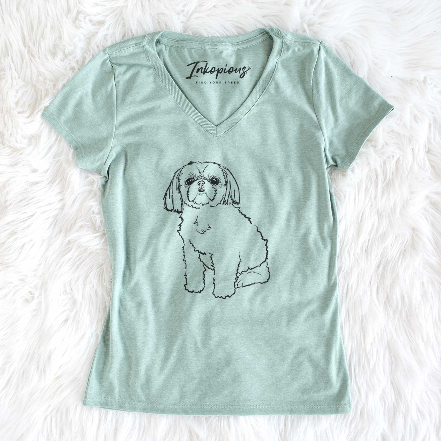 Doodled Georgia the Shih Tzu - Women's V-neck Shirt