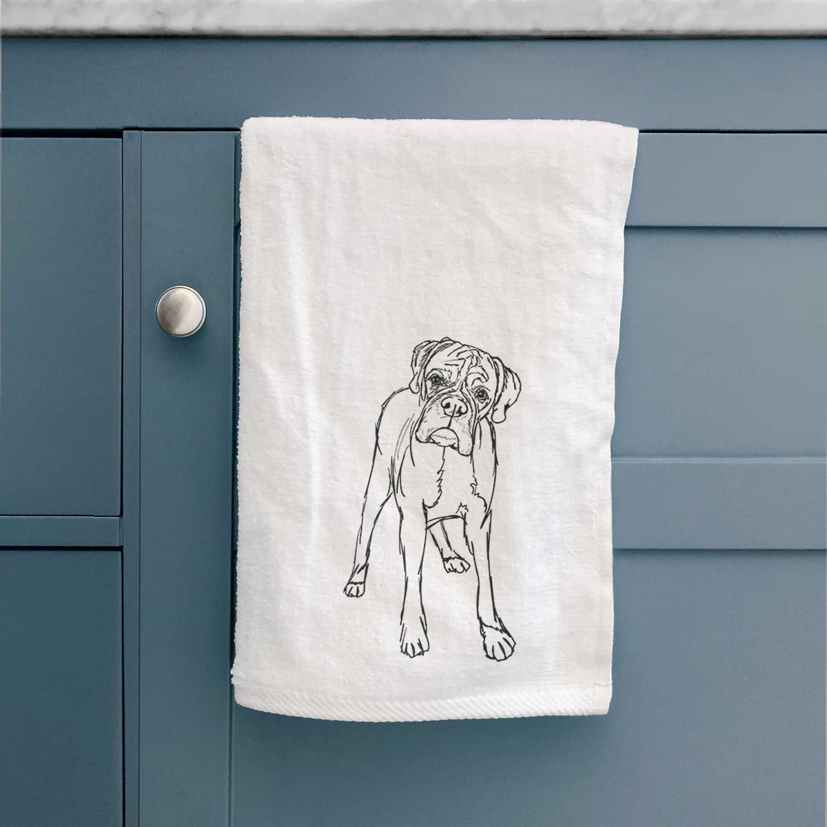 Doodled Georgie the Boxer Decorative Hand Towel