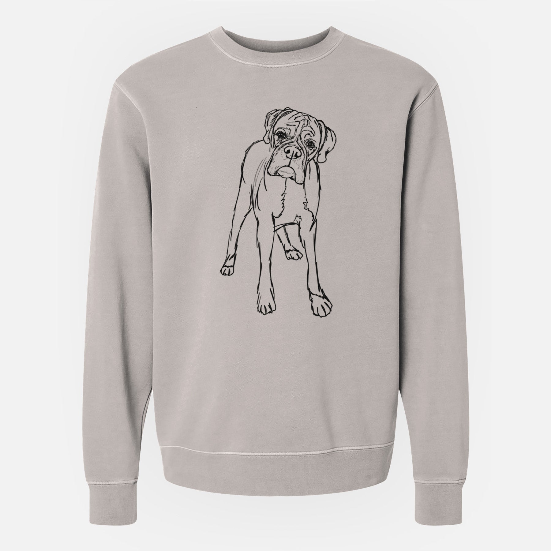 Doodled Georgie the Boxer - Unisex Pigment Dyed Crew Sweatshirt