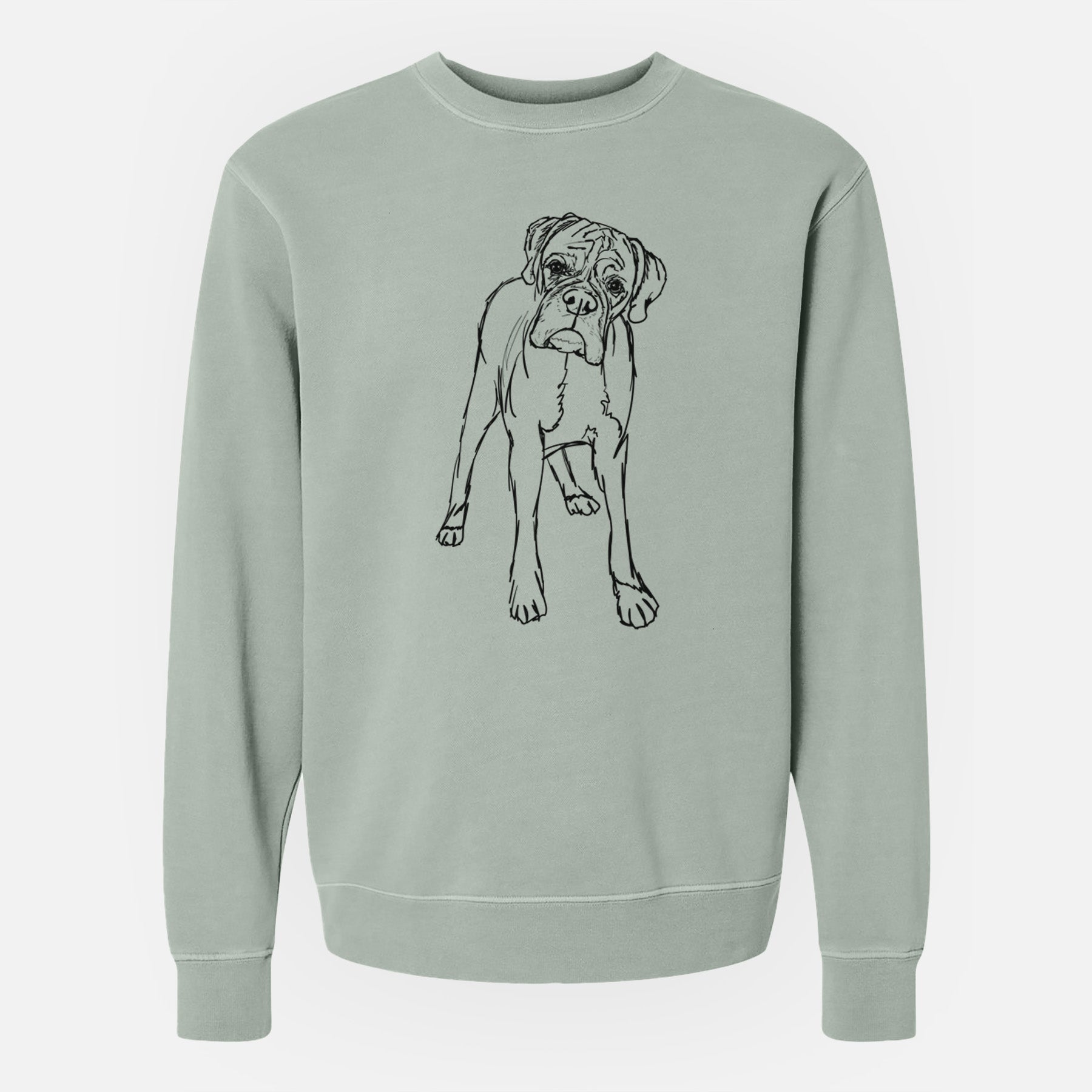 Doodled Georgie the Boxer - Unisex Pigment Dyed Crew Sweatshirt