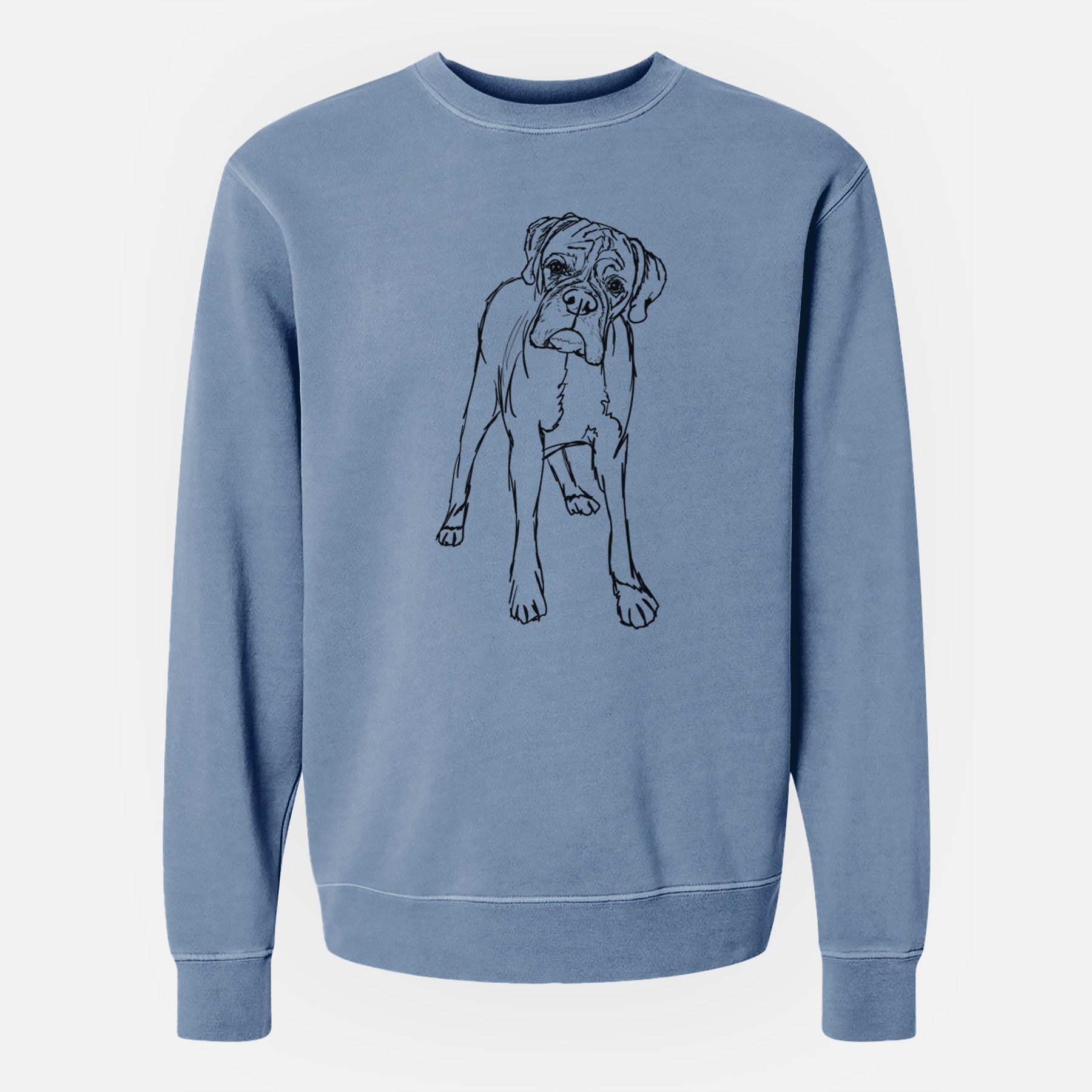 Doodled Georgie the Boxer - Unisex Pigment Dyed Crew Sweatshirt