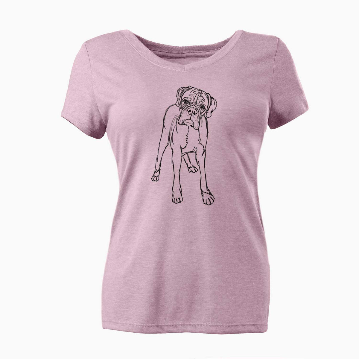 Doodled Georgie the Boxer - Women's V-neck Shirt