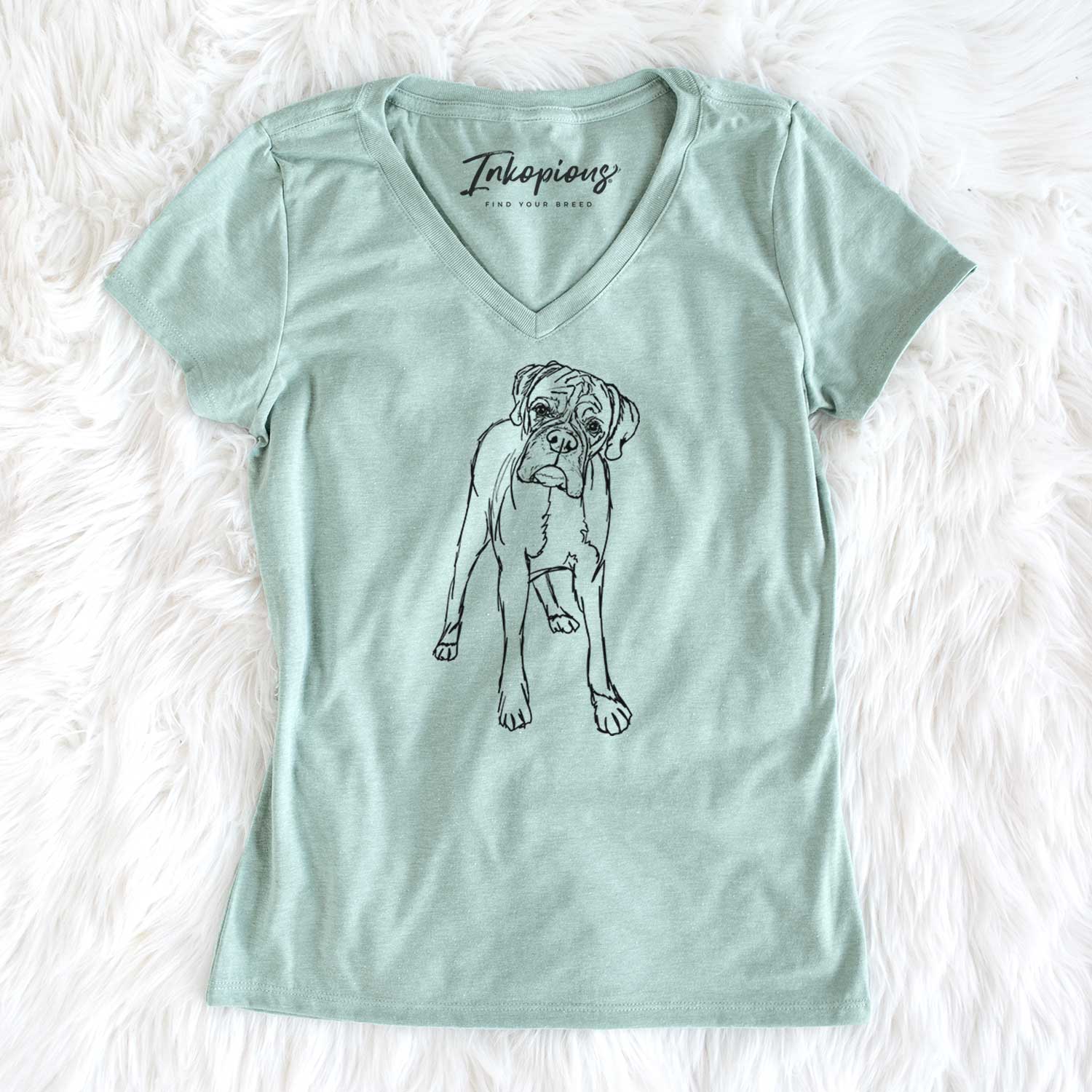 Doodled Georgie the Boxer - Women's V-neck Shirt