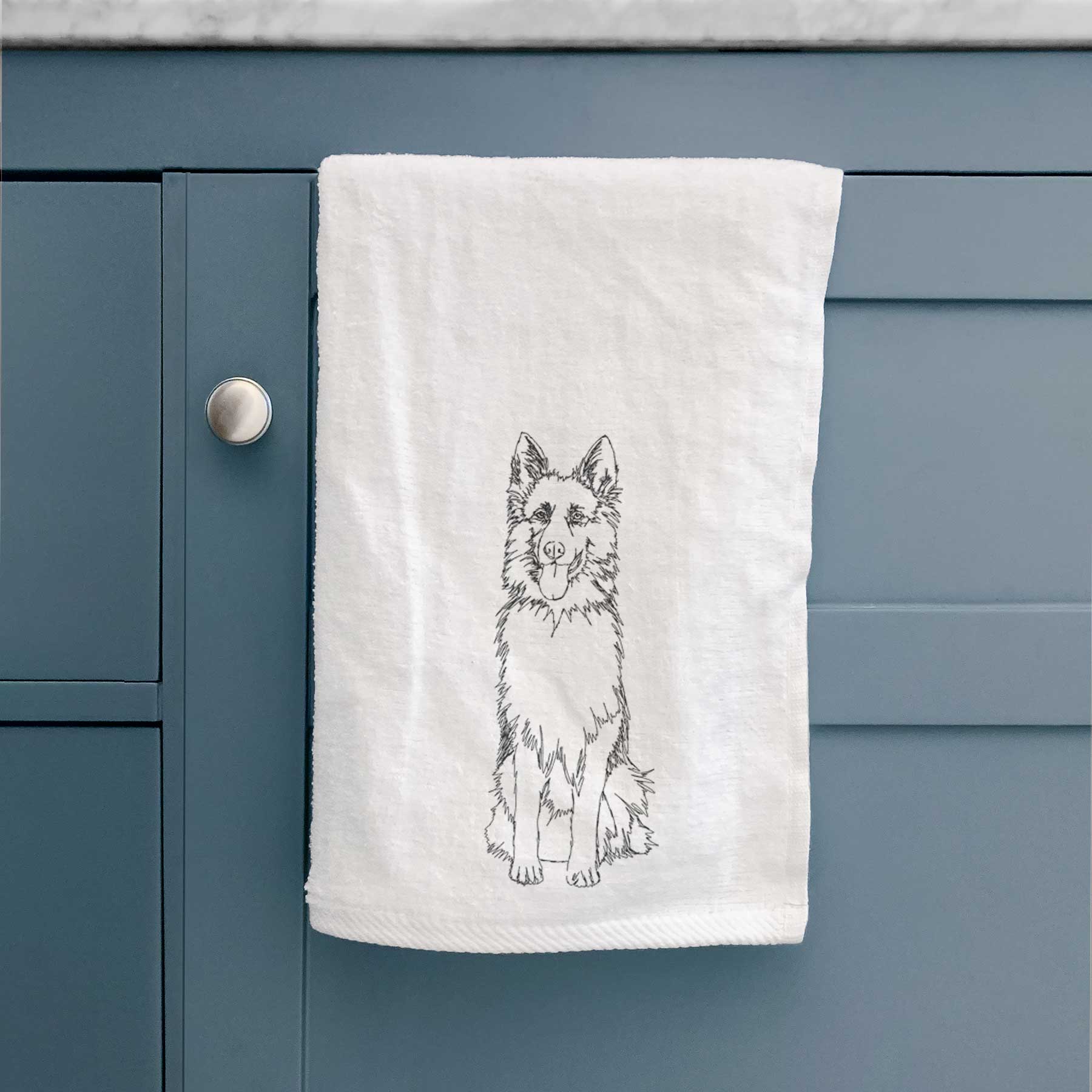 Doodled German Shepherd Decorative Hand Towel