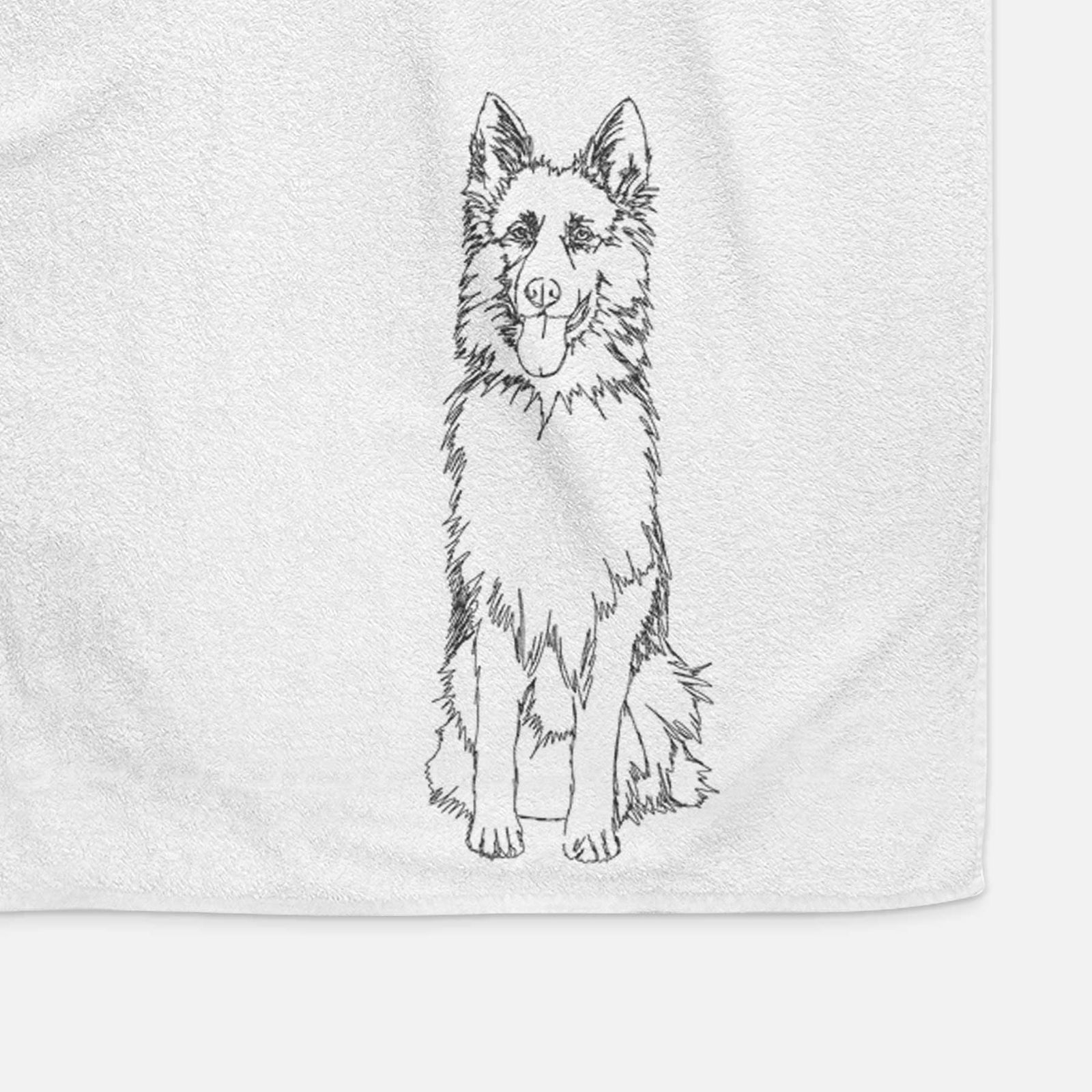 Doodled German Shepherd Decorative Hand Towel