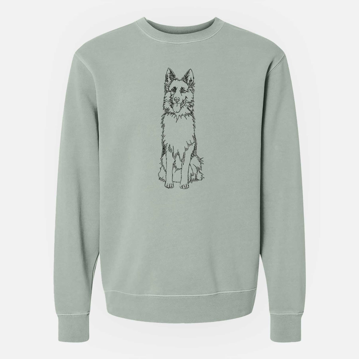Doodled German Shepherd the  - Unisex Pigment Dyed Crew Sweatshirt