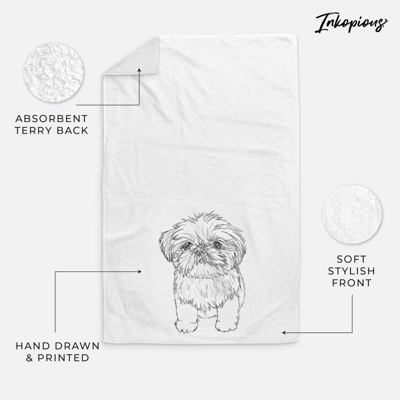 Doodled Gertrude McFuzz the Mini Shih Tzu Decorative Hand Towel