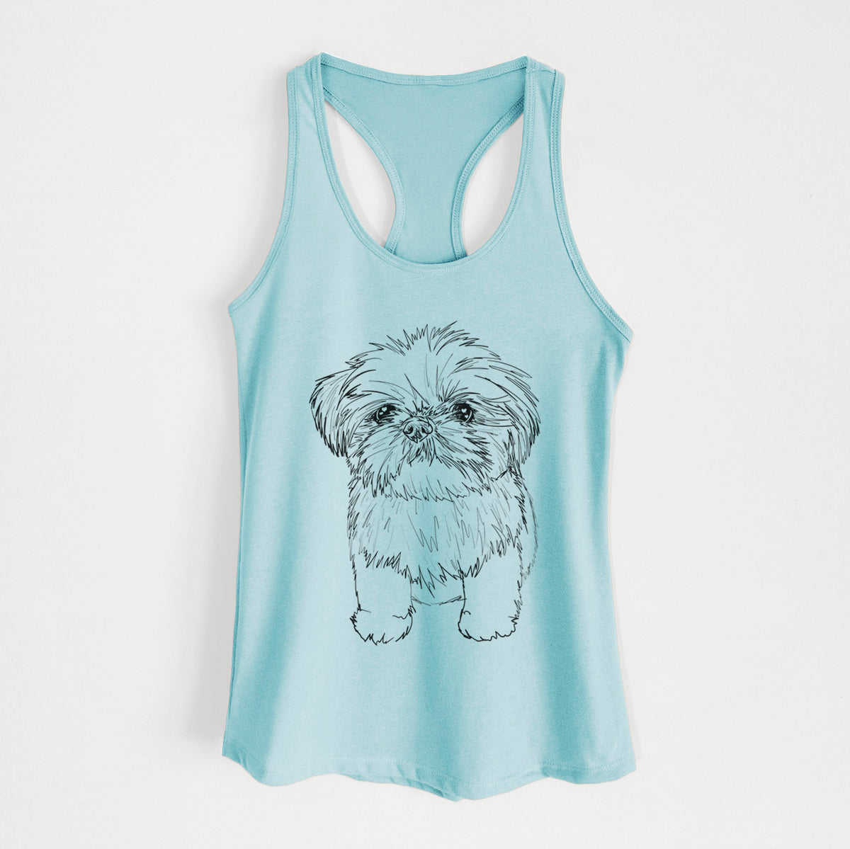 Doodled Gertrude McFuzz the Mini Shih Tzu - Women&#39;s Racerback Tanktop