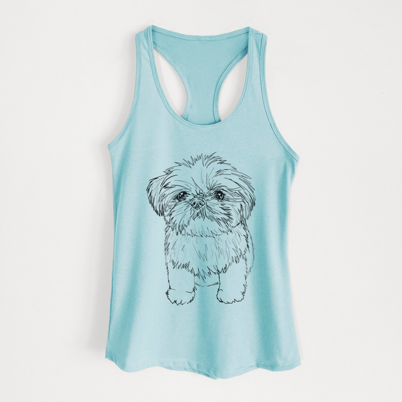 Doodled Gertrude McFuzz the Mini Shih Tzu - Women's Racerback Tanktop