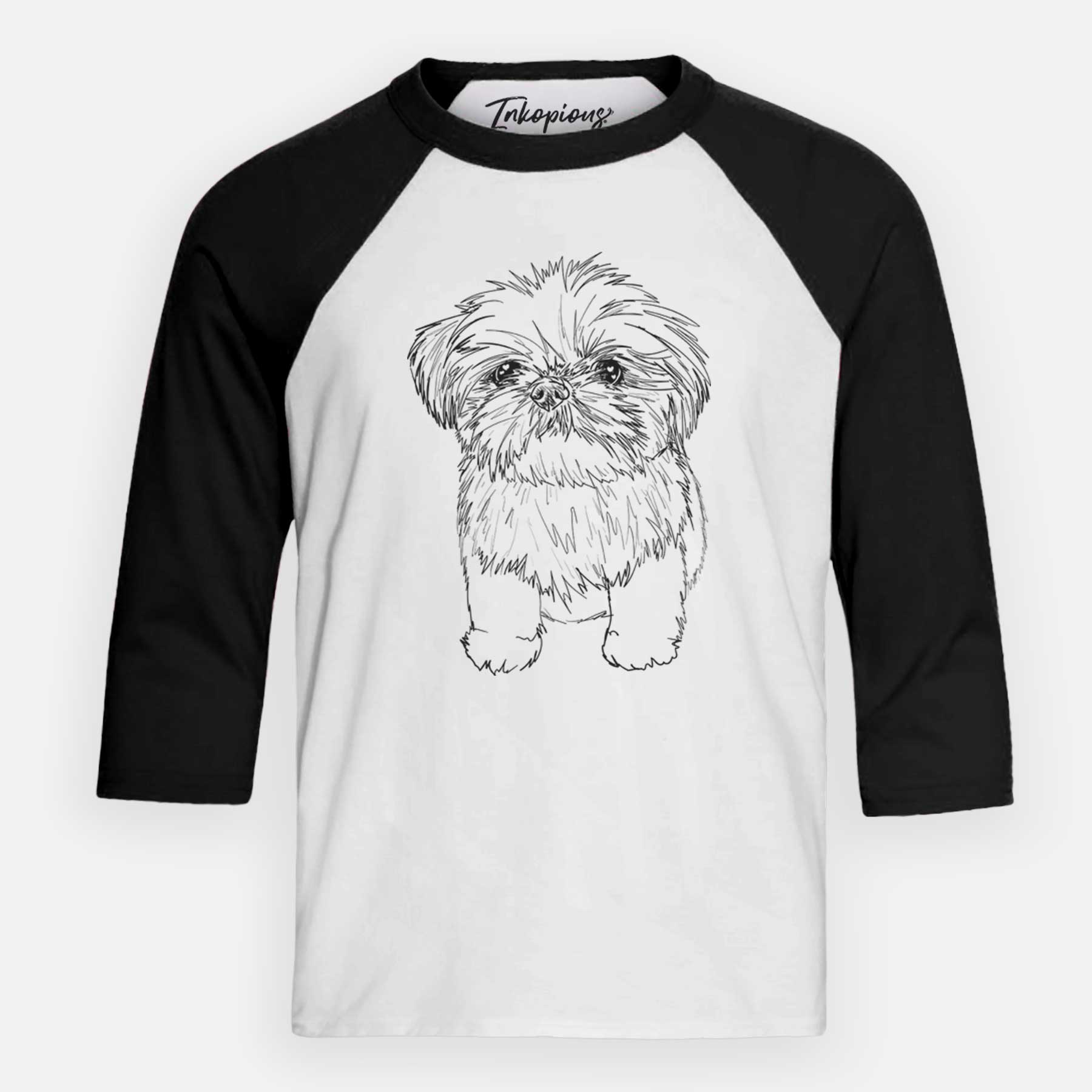 Doodled Gertrude McFuzz the Mini Shih Tzu - Youth 3/4 Long Sleeve