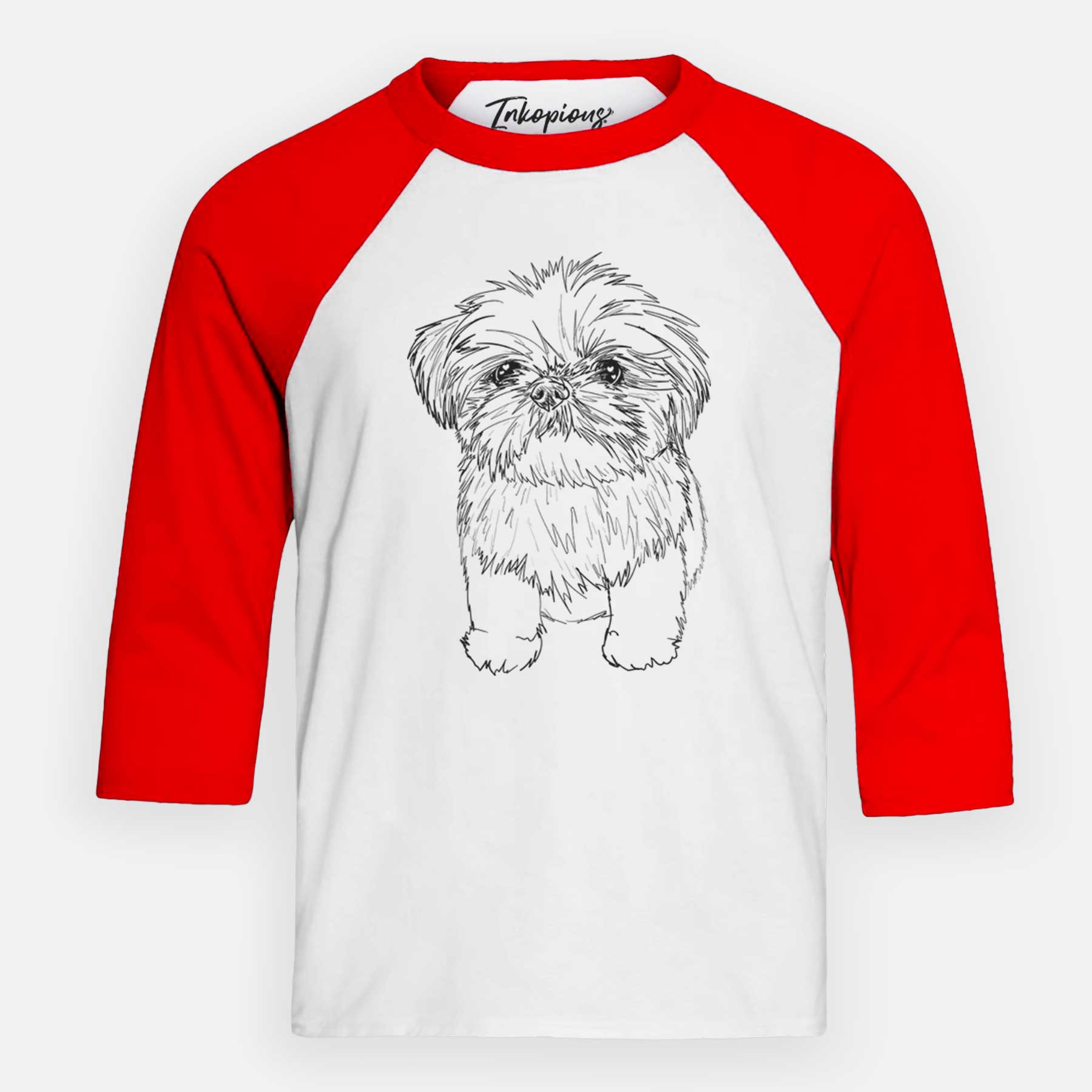 Doodled Gertrude McFuzz the Mini Shih Tzu - Youth 3/4 Long Sleeve