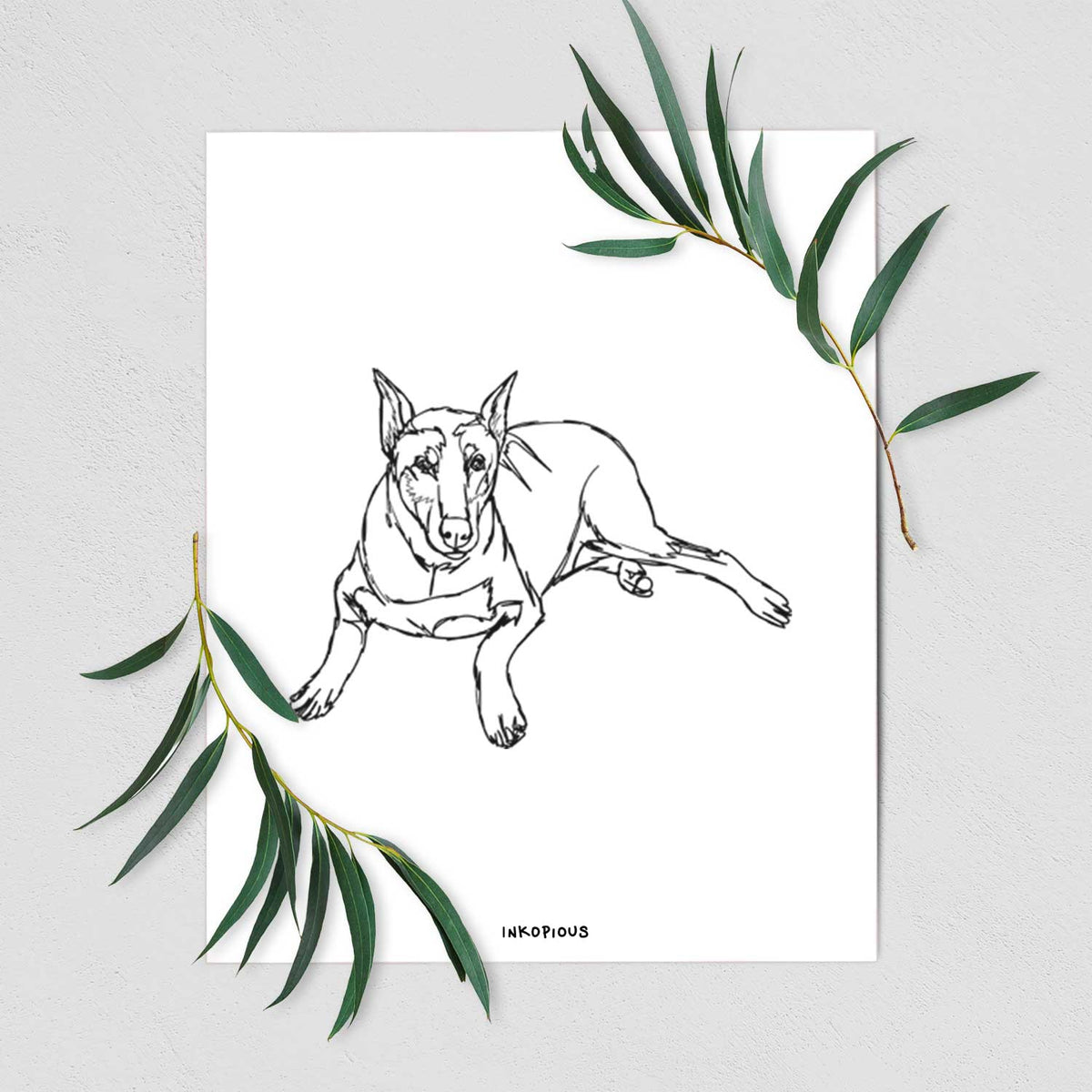 Doodled Ginger the Doberman Pinscher Art Print