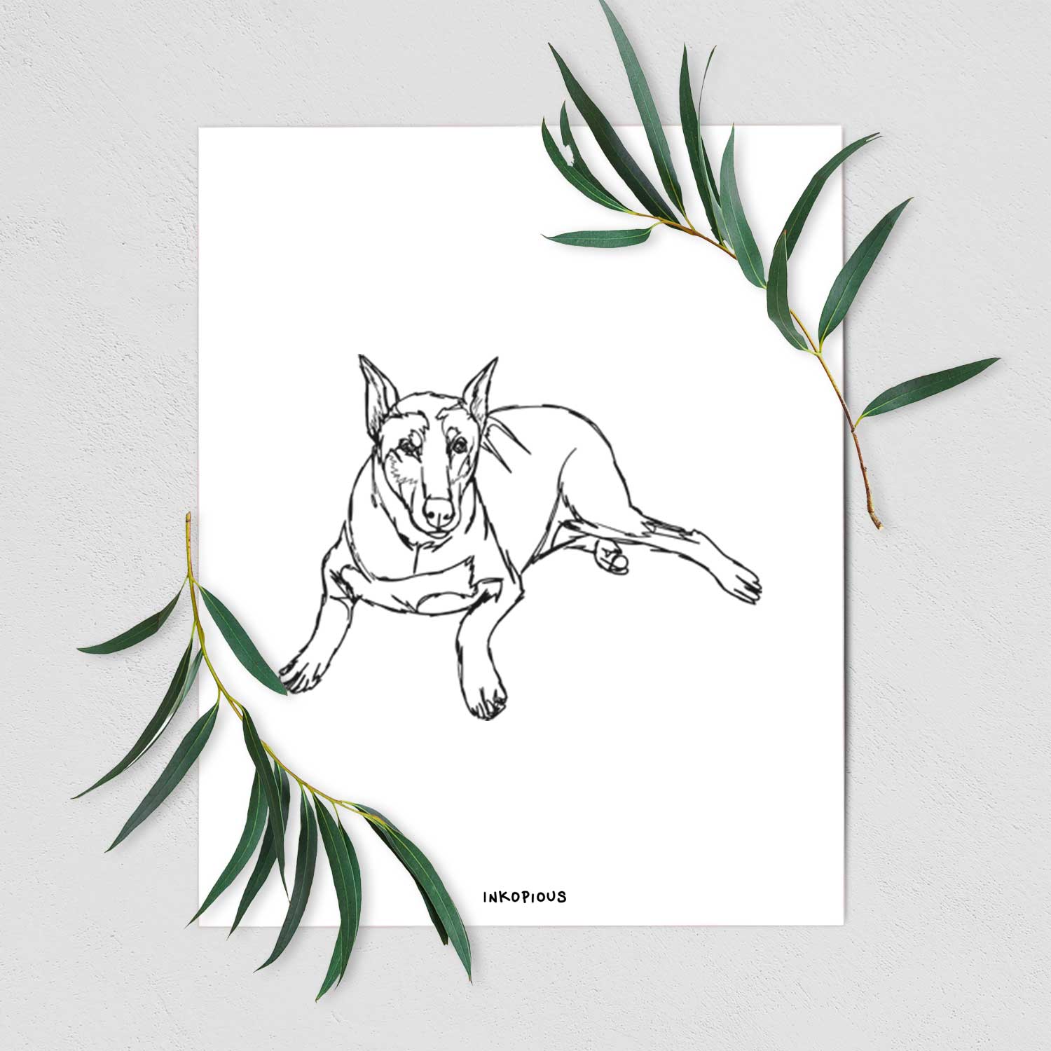 Doodled Ginger the Doberman Pinscher Art Print