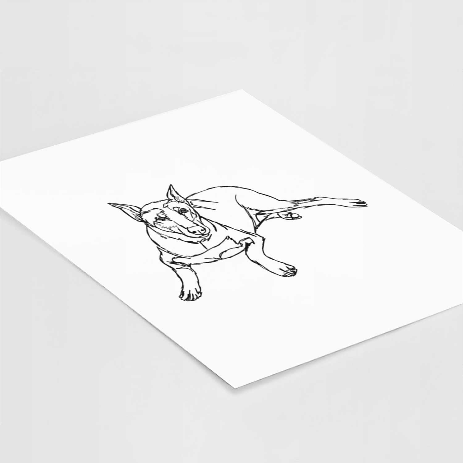 Doodled Ginger the Doberman Pinscher Art Print