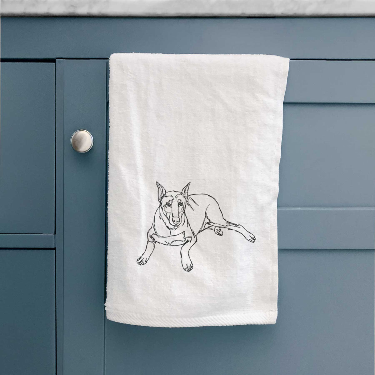 Doodled Ginger the Doberman Pinscher Decorative Hand Towel