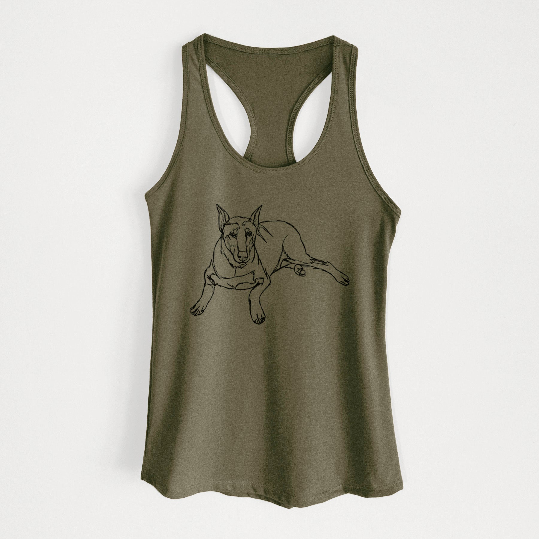 Doodled Ginger the Doberman Pinscher - Women's Racerback Tanktop