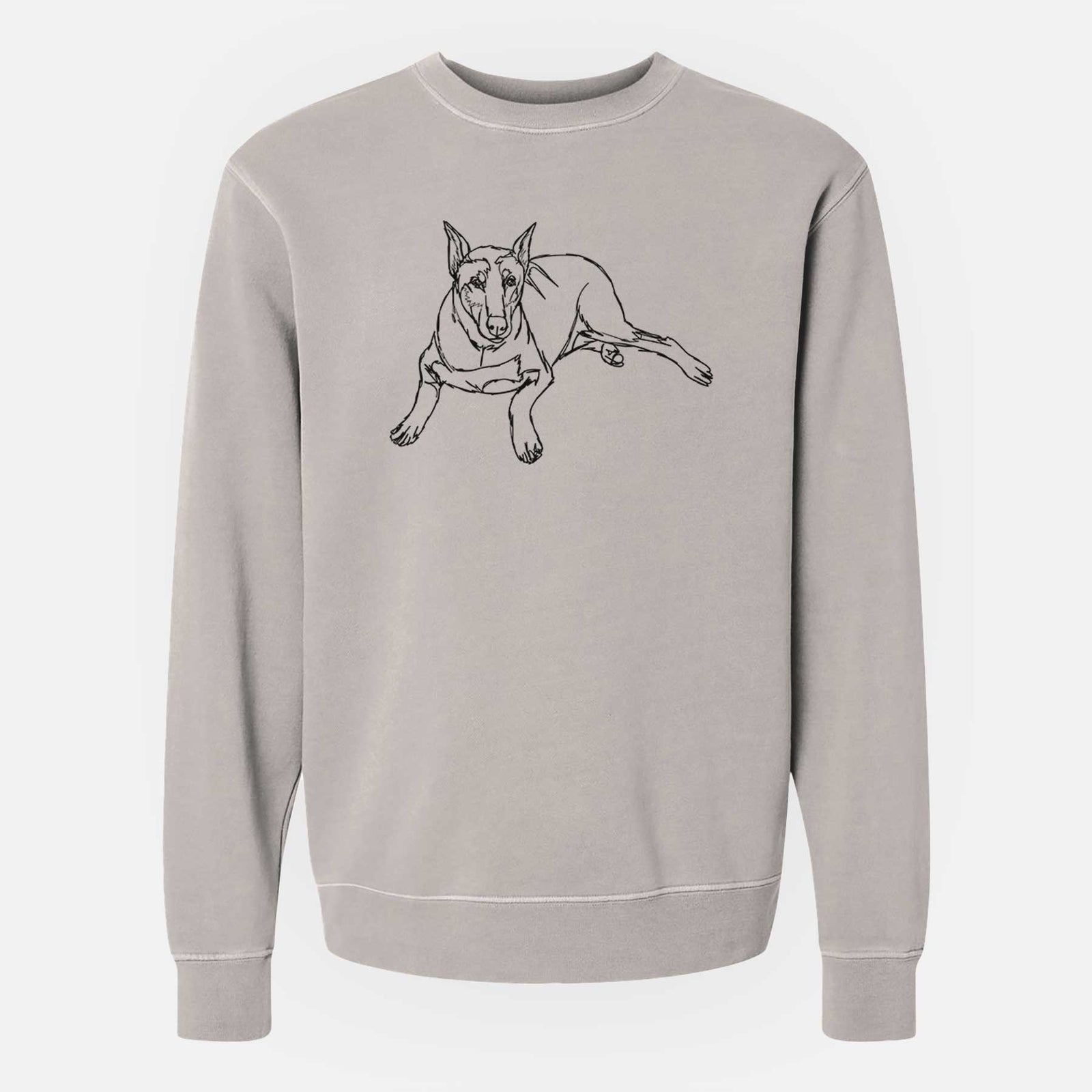 Doodled Ginger the Doberman Pinscher - Unisex Pigment Dyed Crew Sweatshirt
