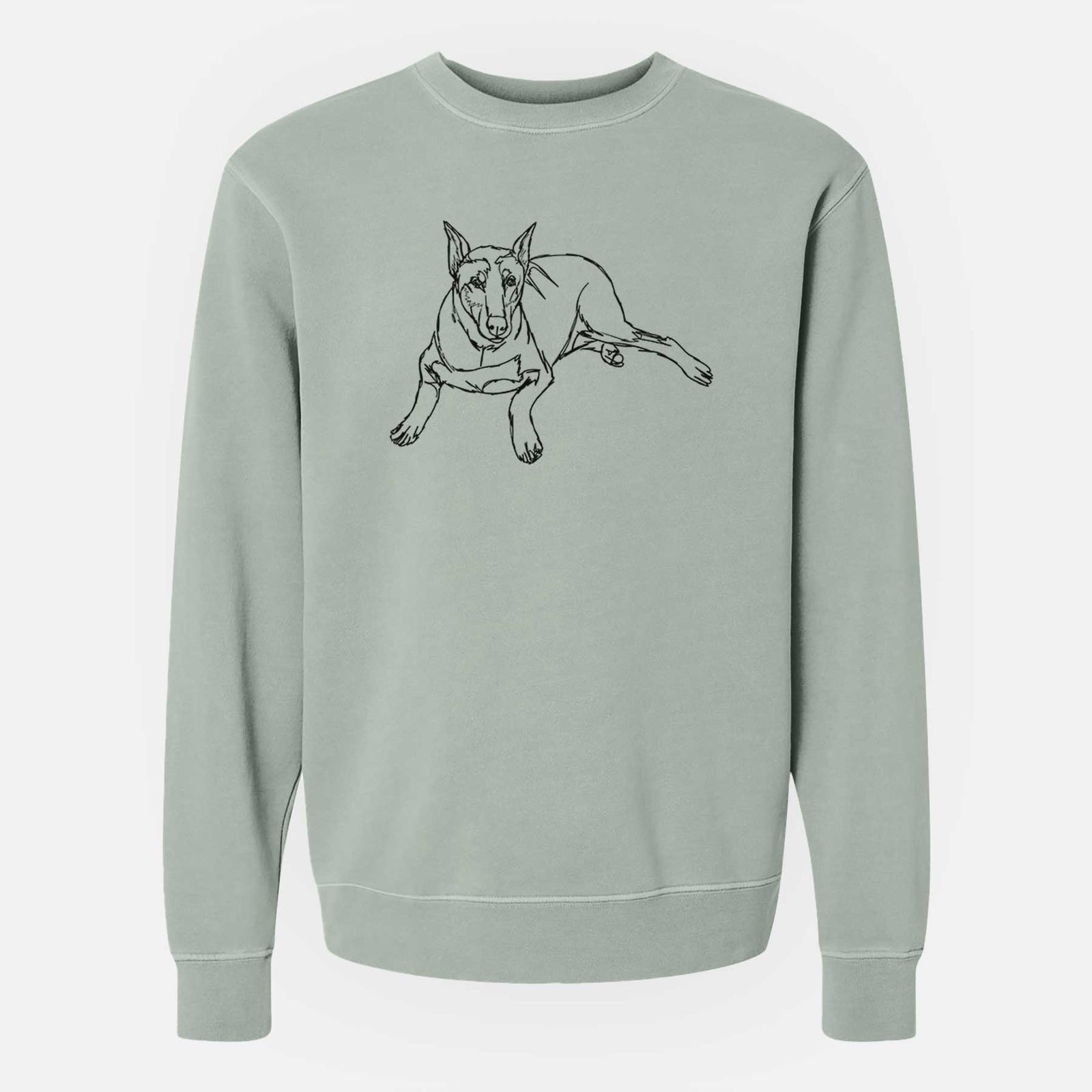 Doodled Ginger the Doberman Pinscher - Unisex Pigment Dyed Crew Sweatshirt