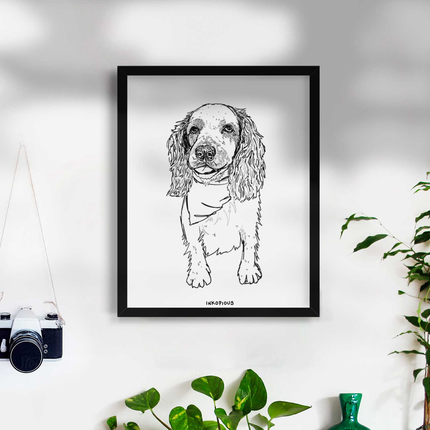 Doodled Ginger the Spaniel Mix Art Print