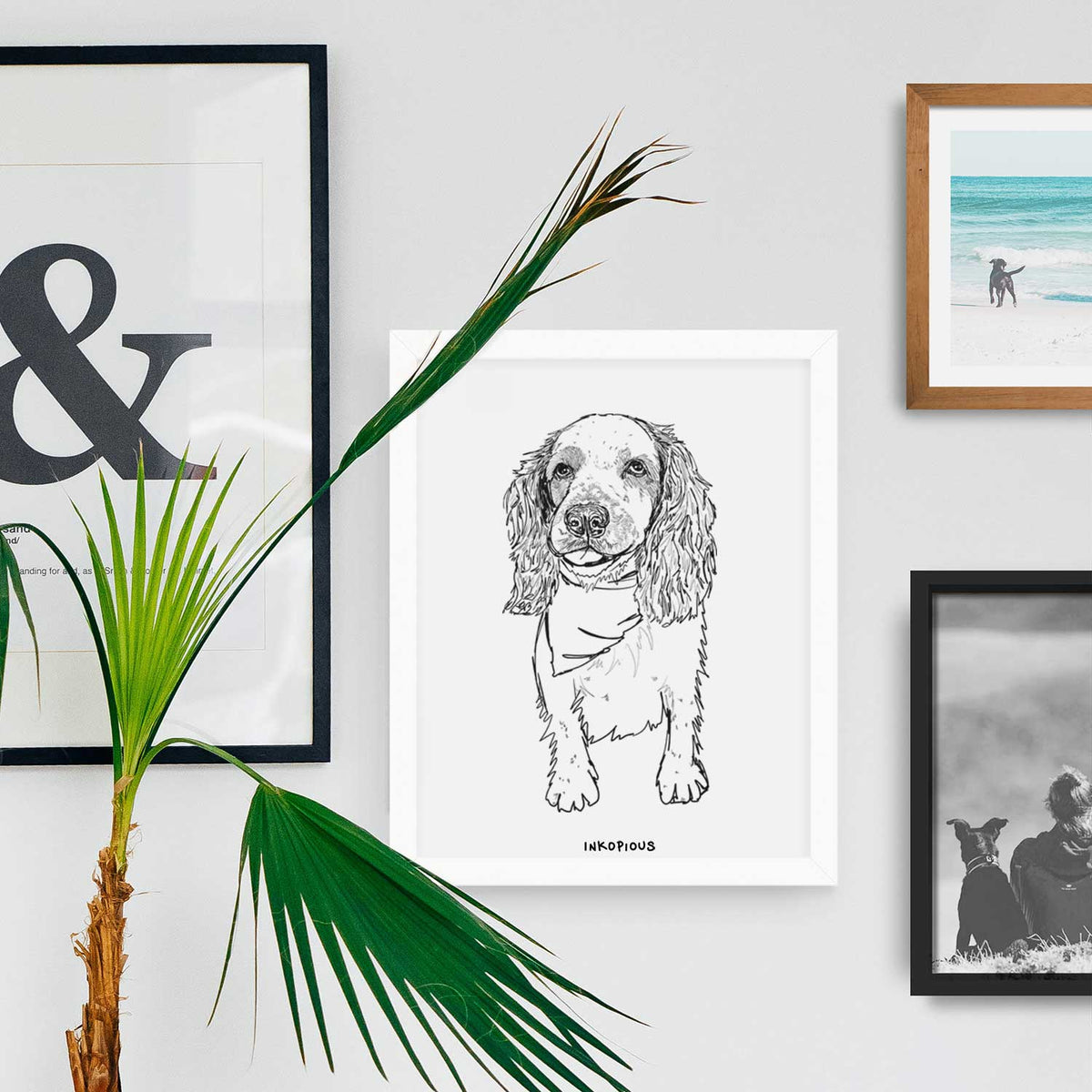 Doodled Ginger the Spaniel Mix Art Print