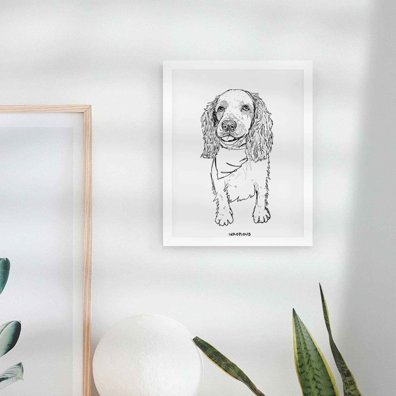 Doodled Ginger the Spaniel Mix Art Print