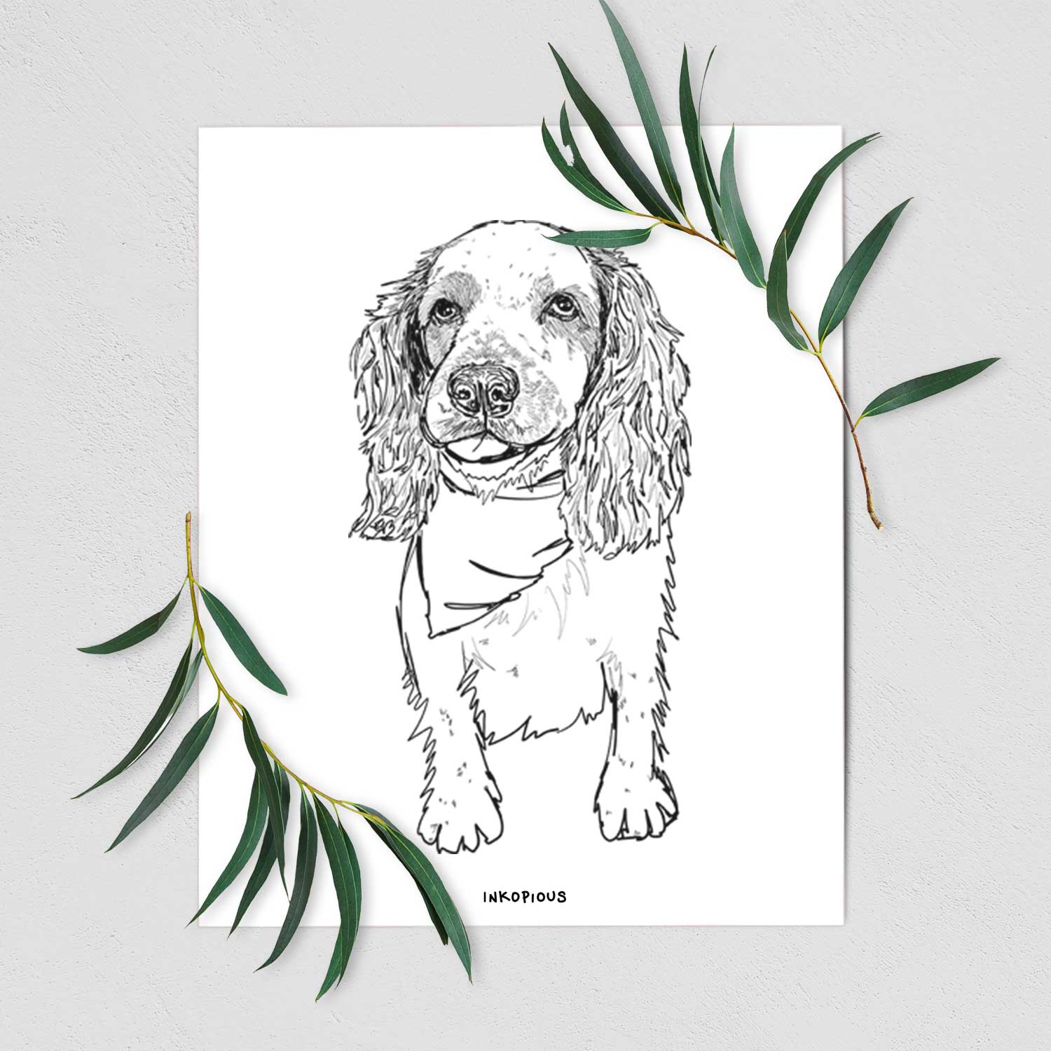 Doodled Ginger the Spaniel Mix Art Print