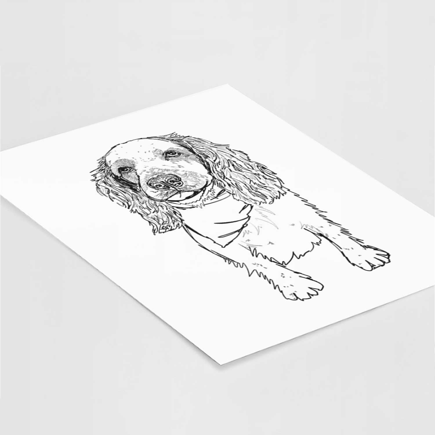 Doodled Ginger the Spaniel Mix Art Print
