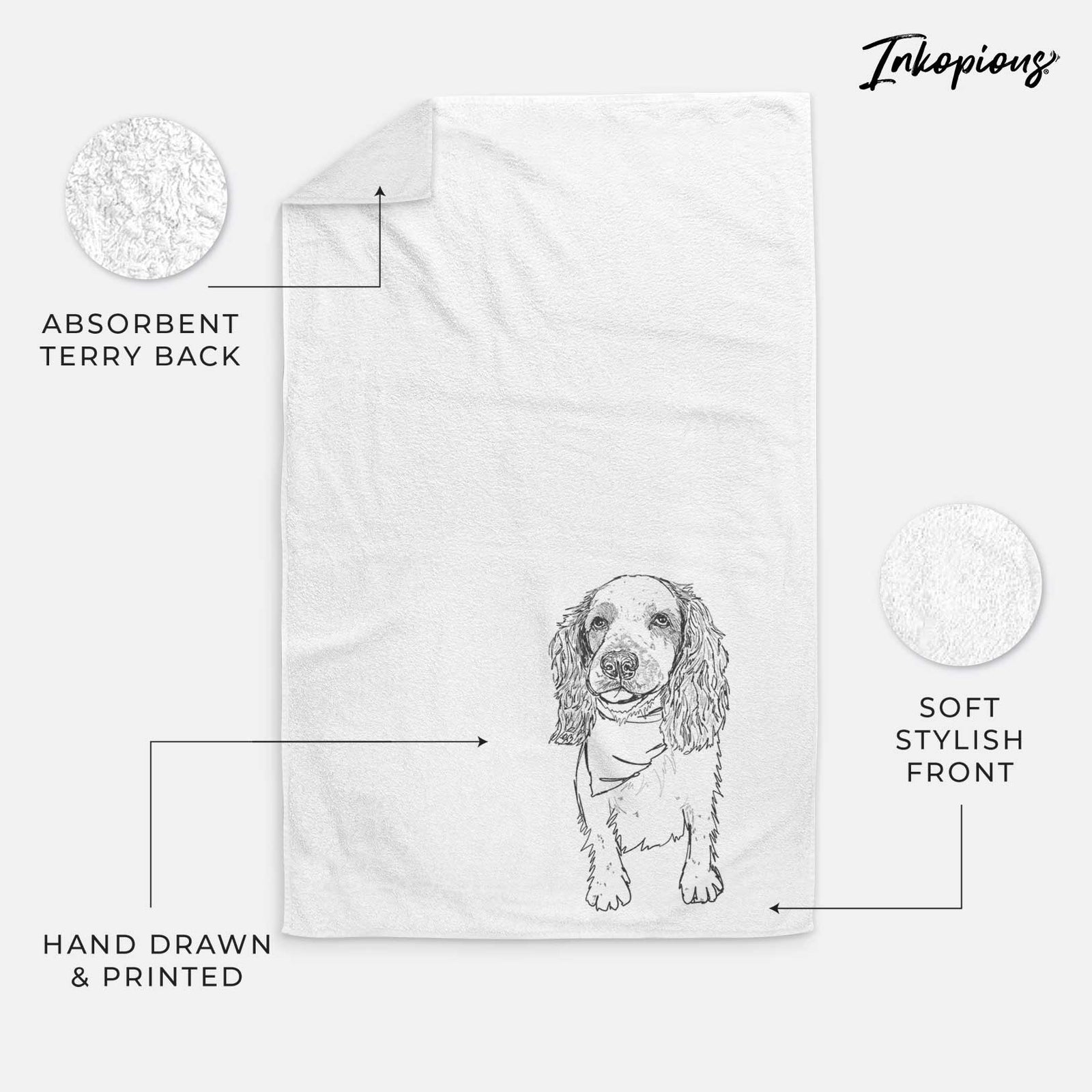 Doodled Ginger the Spaniel Mix Decorative Hand Towel