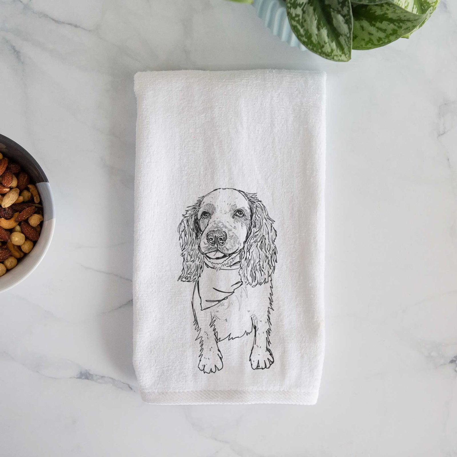 Doodled Ginger the Spaniel Mix Decorative Hand Towel