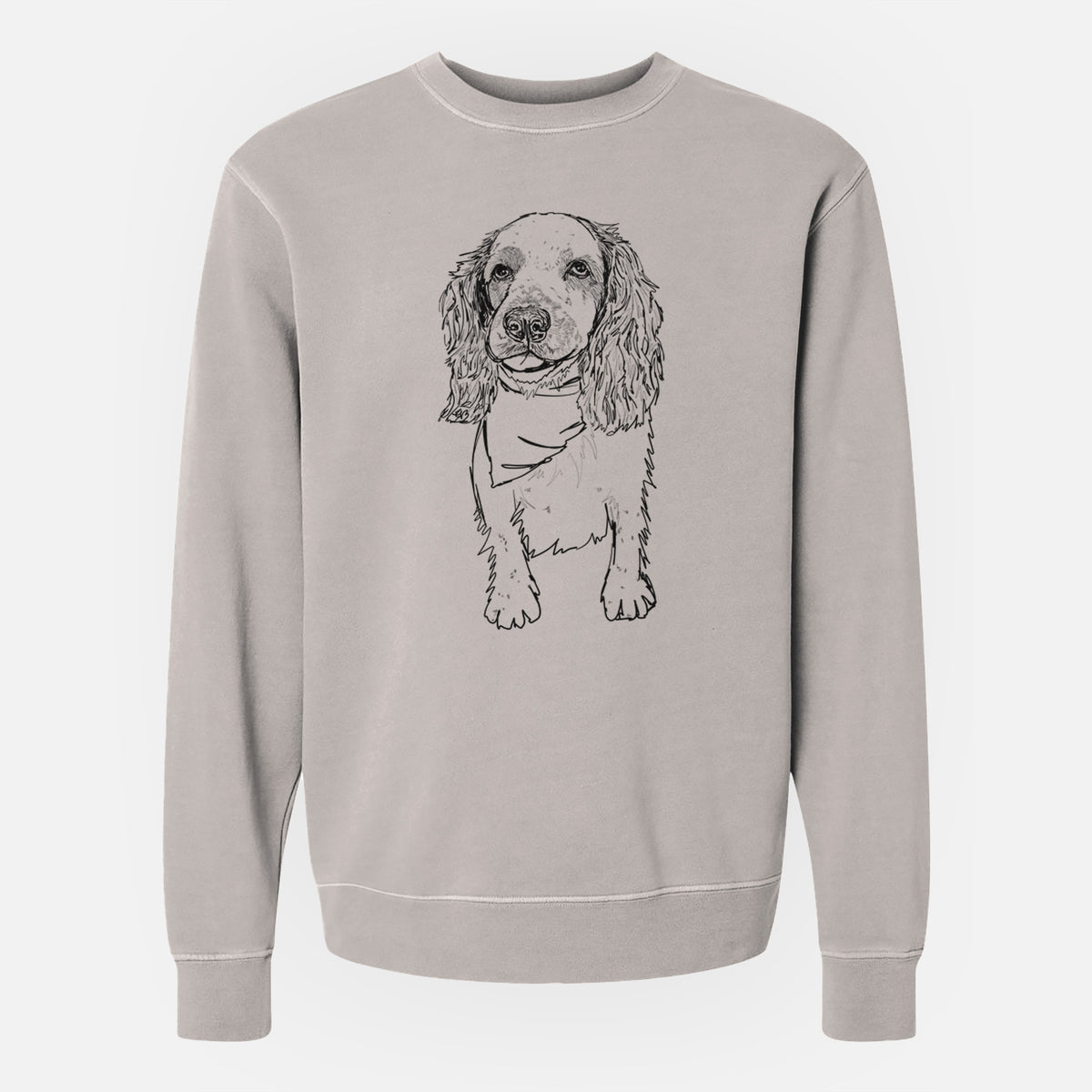 Doodled Ginger the Spaniel Mix - Unisex Pigment Dyed Crew Sweatshirt