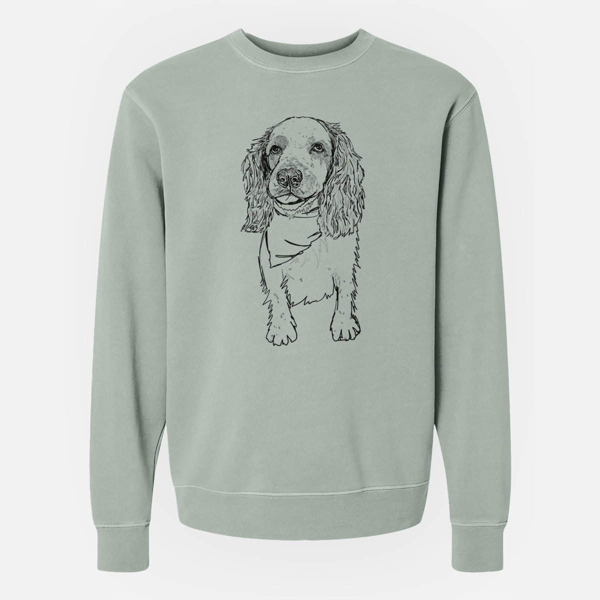 Doodled Ginger the Spaniel Mix - Unisex Pigment Dyed Crew Sweatshirt