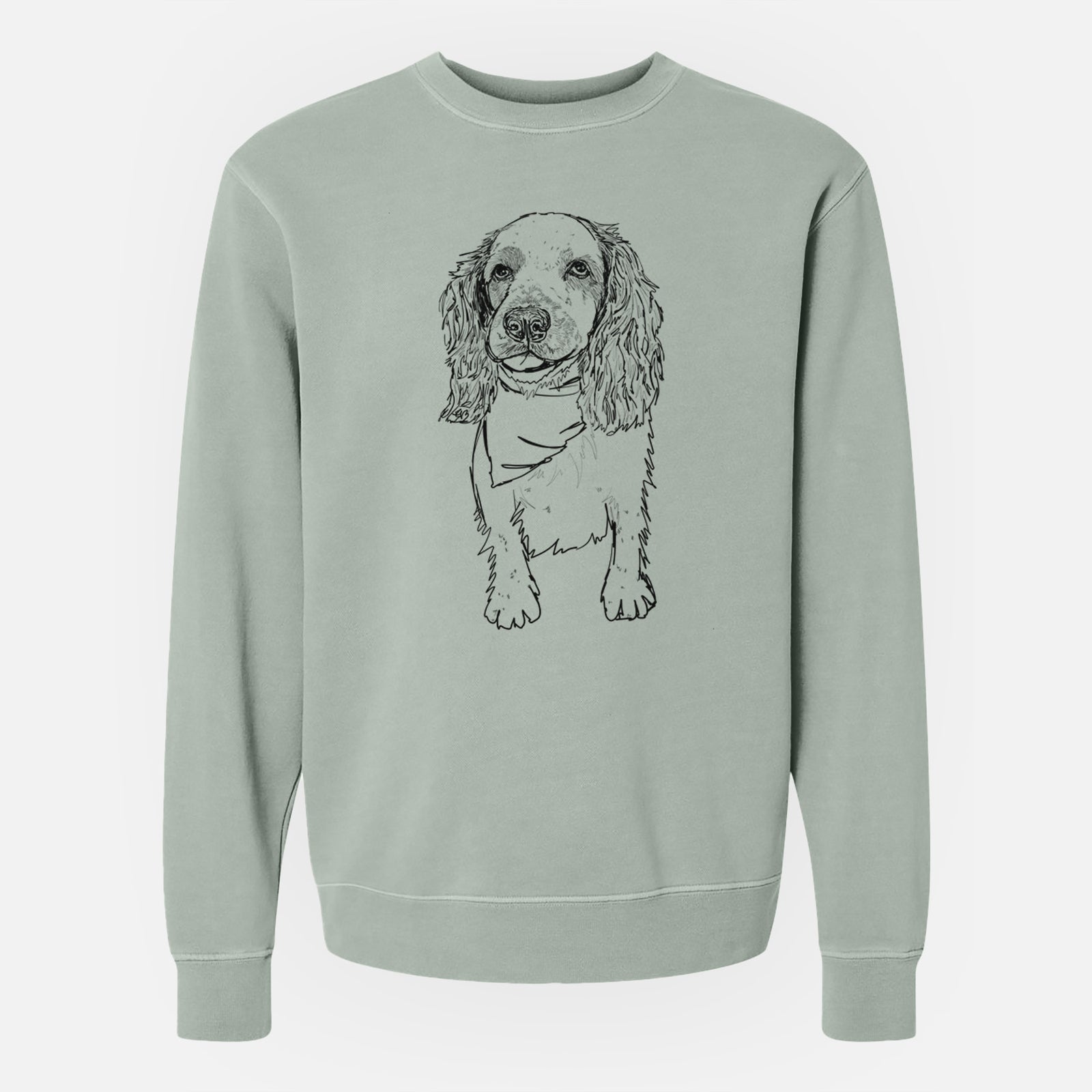 Doodled Ginger the Spaniel Mix - Unisex Pigment Dyed Crew Sweatshirt