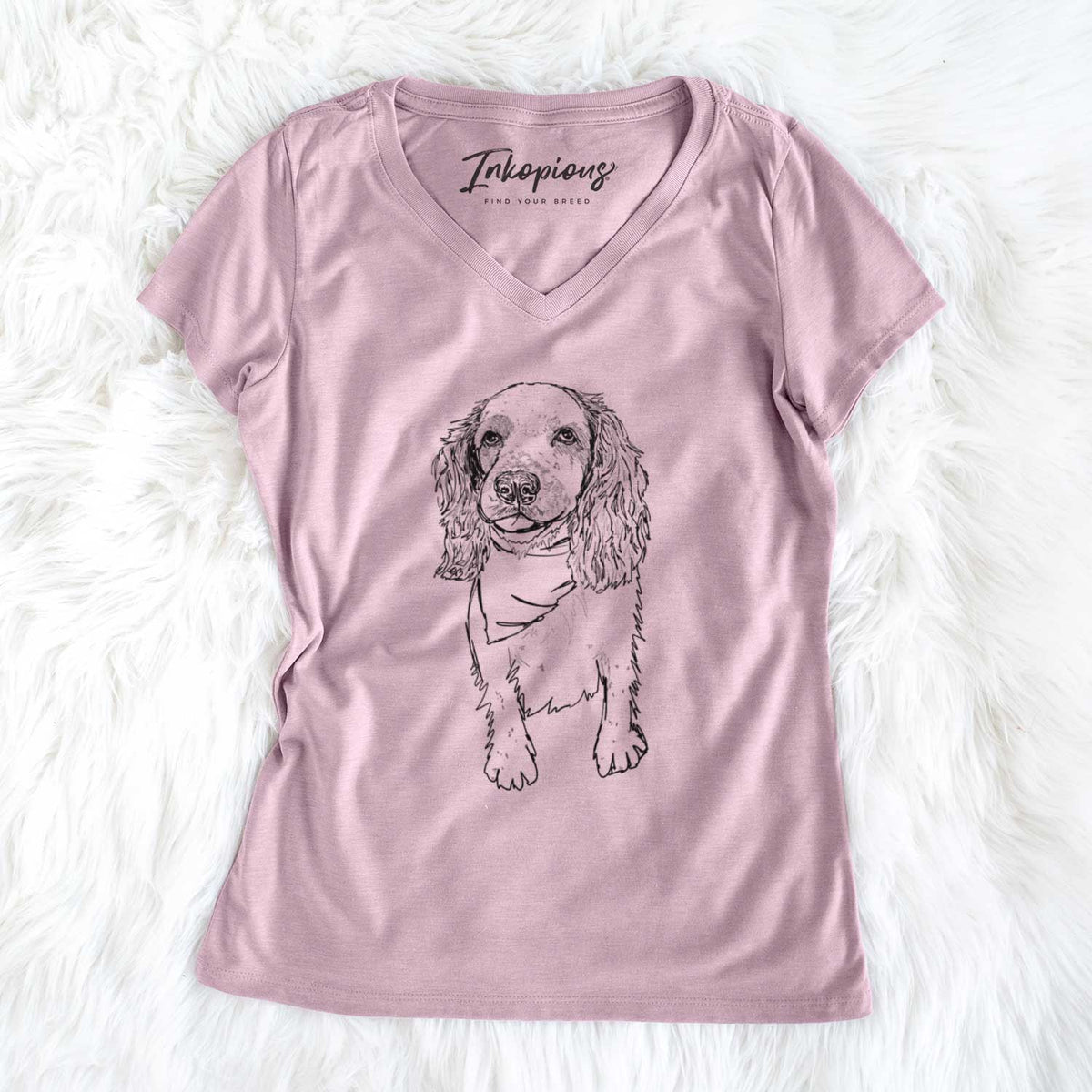 Doodled Ginger the Spaniel Mix - Women&#39;s V-neck Shirt
