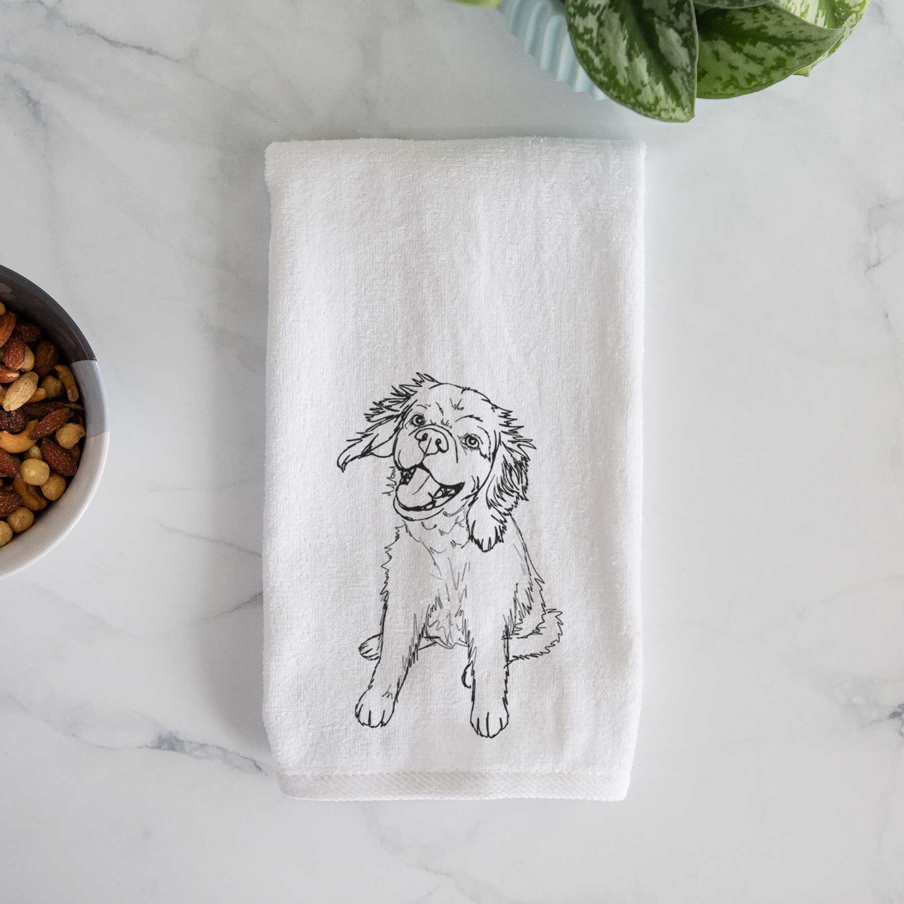 Doodled Girl the Cocker Spaniel Decorative Hand Towel