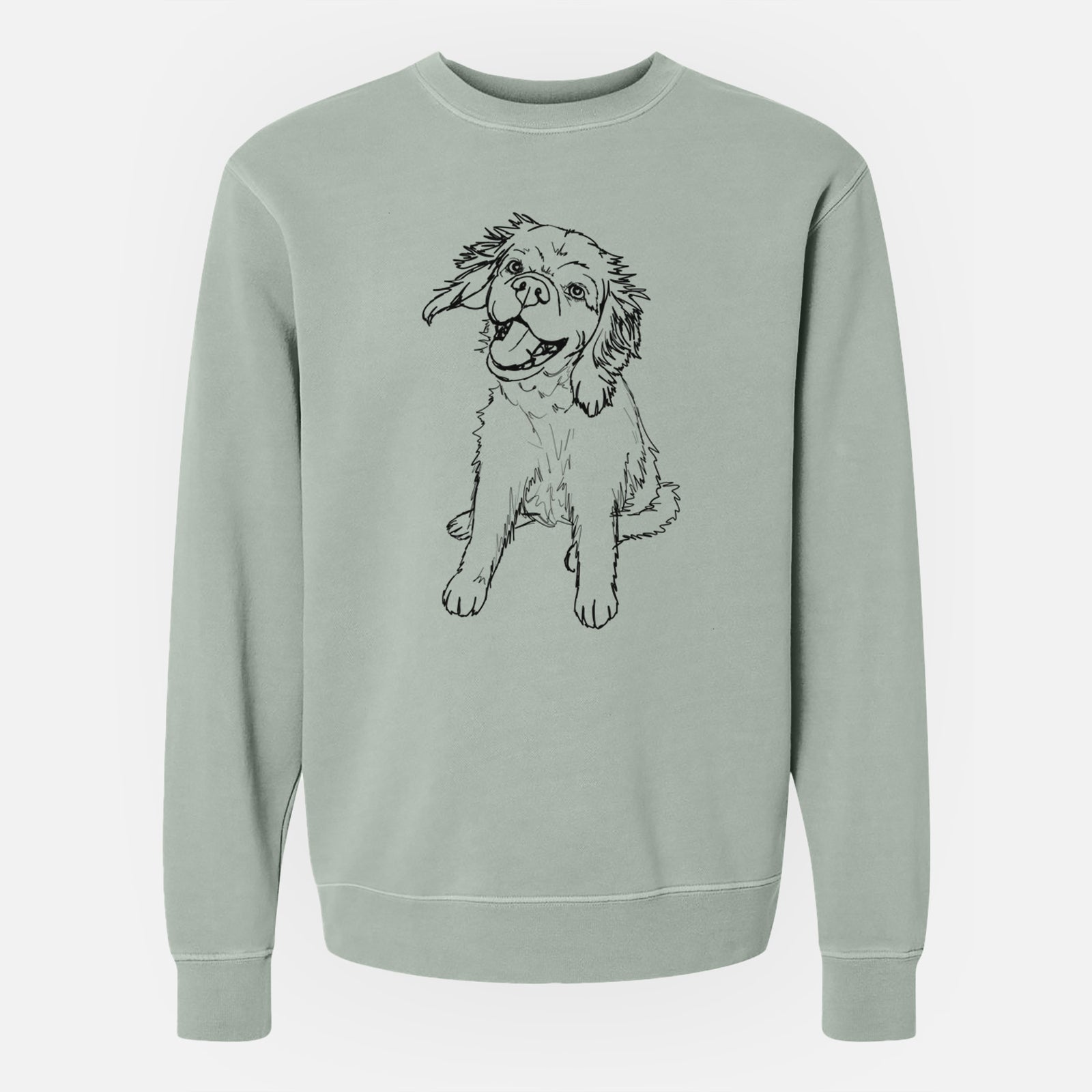 Doodled Girl the Cocker Spaniel - Unisex Pigment Dyed Crew Sweatshirt