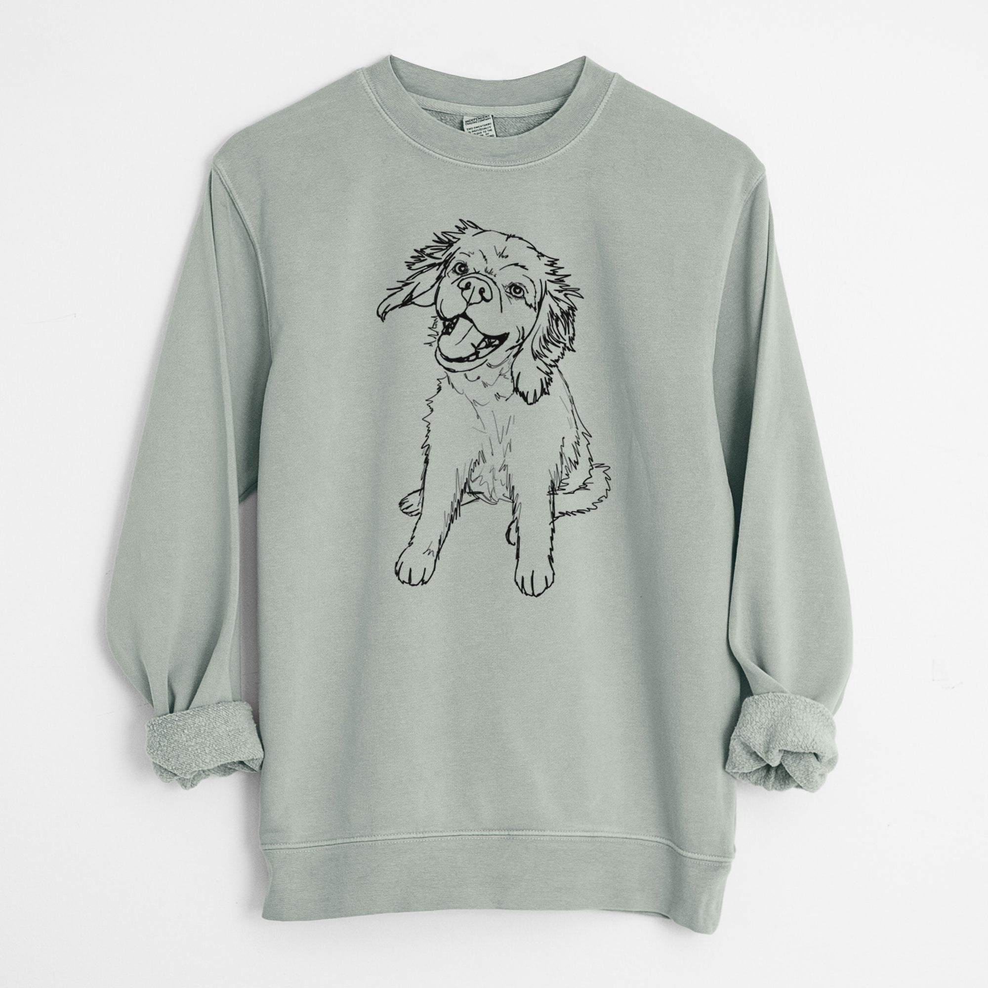 Doodled Girl the Cocker Spaniel - Unisex Pigment Dyed Crew Sweatshirt