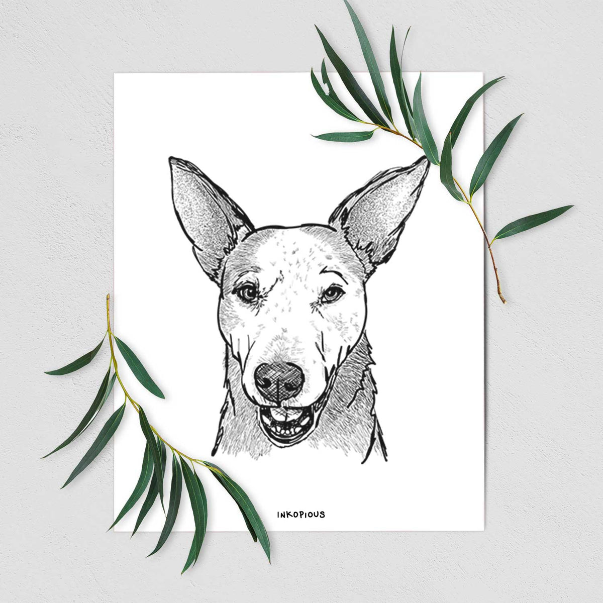 Doodled Giselle the Australian Cattle Dog Mix Art Print