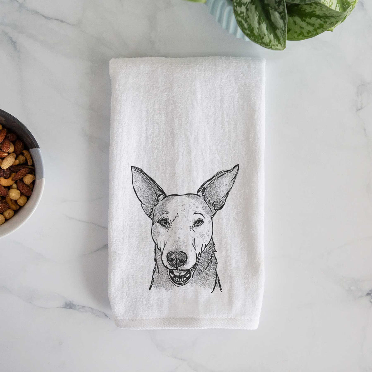 Doodled Giselle the Australian Cattle Dog Mix Decorative Hand Towel