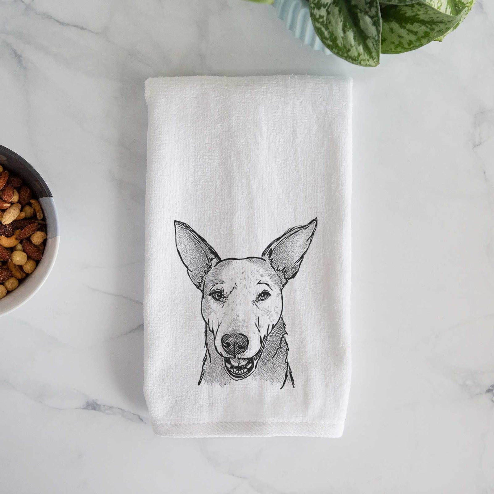 Doodled Giselle the Australian Cattle Dog Mix Decorative Hand Towel
