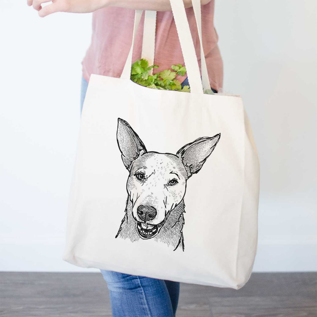 Doodled Giselle the Australian Cattle Dog Mix - Tote Bag