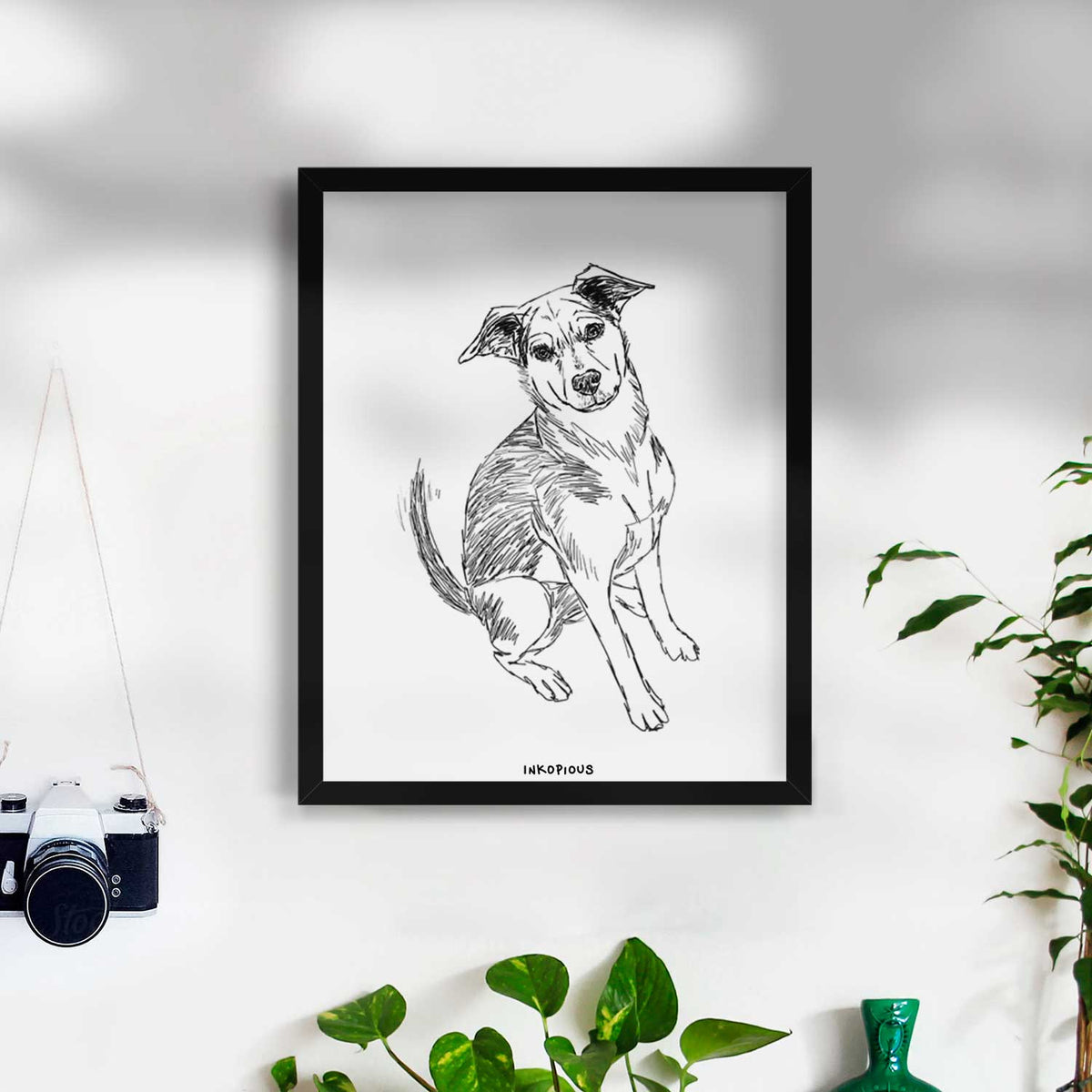 Doodled Gouda the Hound Terrier Mix Art Print