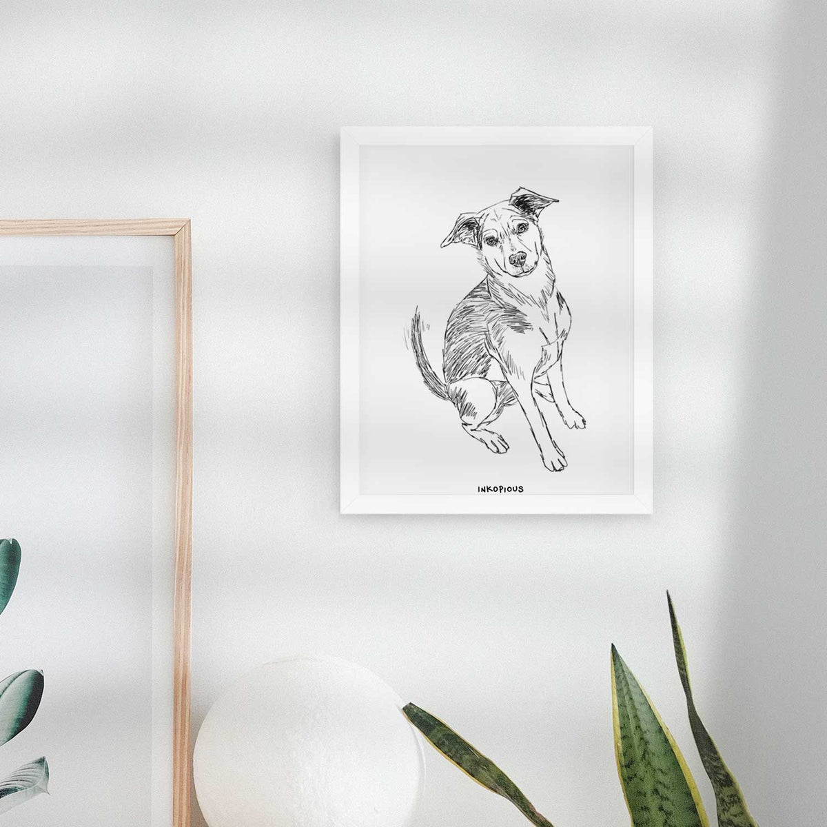 Doodled Gouda the Hound Terrier Mix Art Print