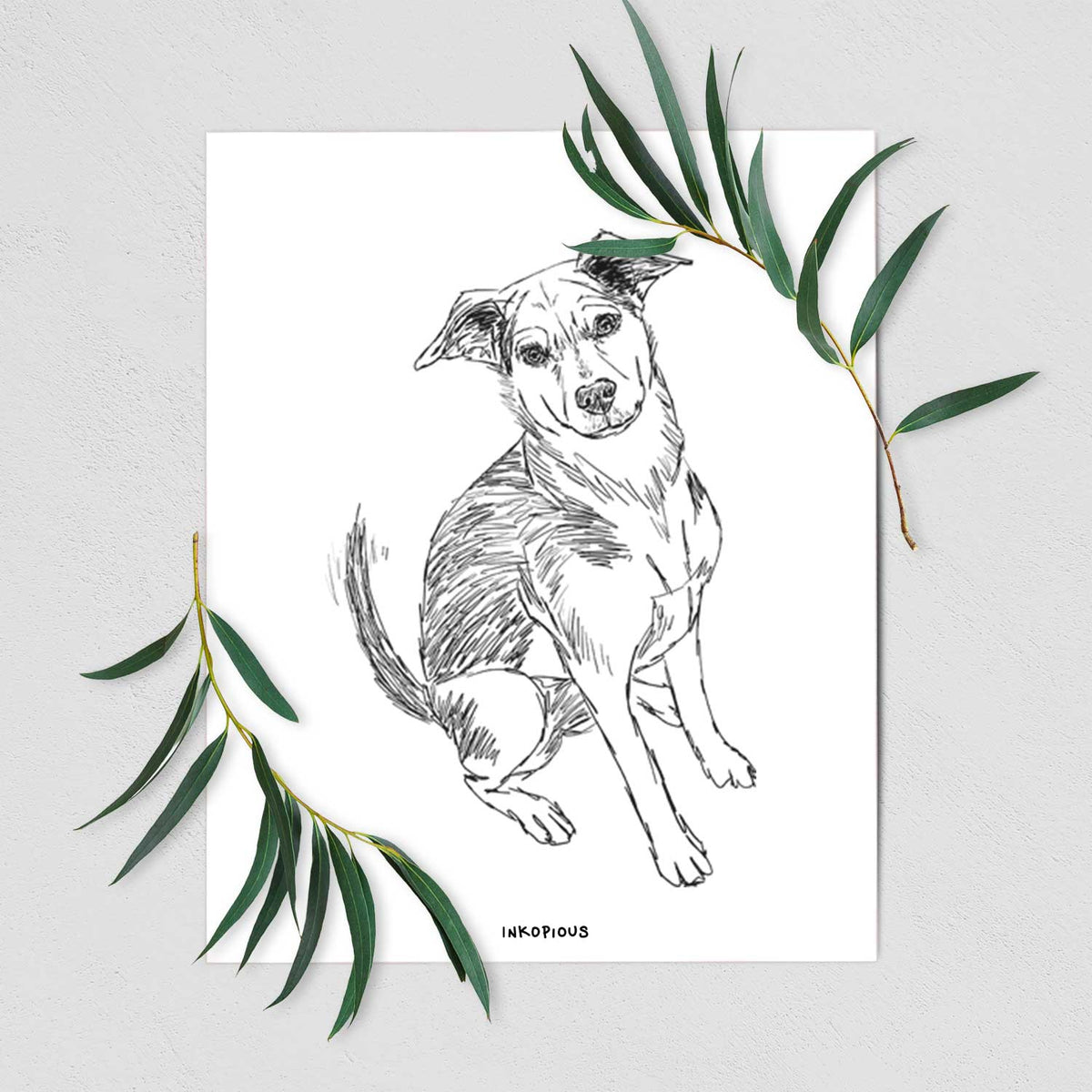 Doodled Gouda the Hound Terrier Mix Art Print